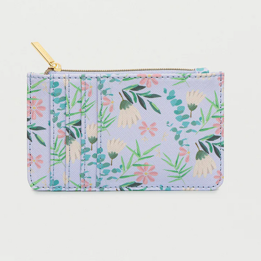 Card Holder Purse Lilac Purple Floral Faux Leather Estella Bartlett