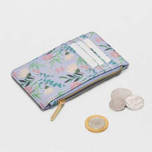 Card Holder Purse Lilac Purple Floral Faux Leather Estella Bartlett