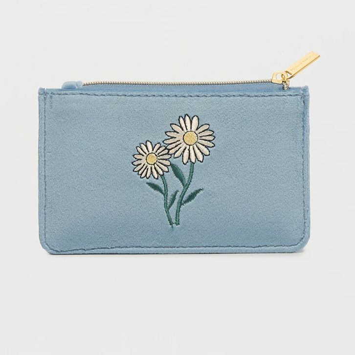 
            
                Load image into Gallery viewer, Daisy Card Holder Purse Zip-able Blue Velvet
            
        