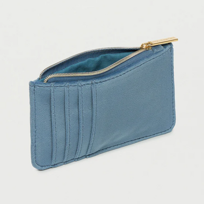 Daisy Card Holder Purse Zip-able Blue Velvet