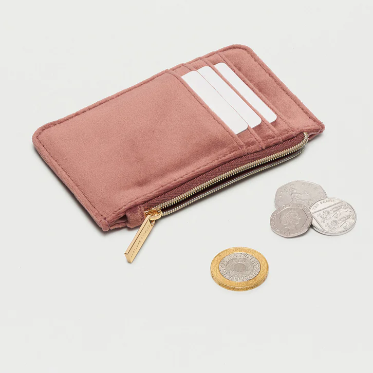 Cactus Card Holder Purse Zip-able Blush Velvet