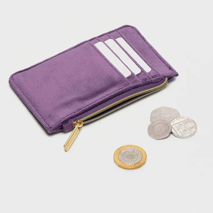 
            
                Load image into Gallery viewer, Ice Cream Card Holder Purse Zipable Purple Velvet
            
        
