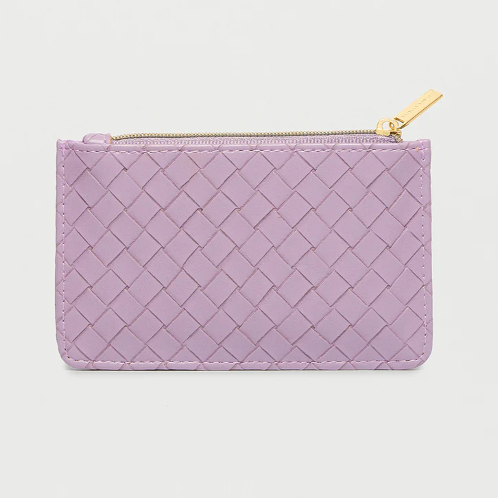 Card Holder Purse Lilac Purple Weave Faux Leather Estella Bartlett