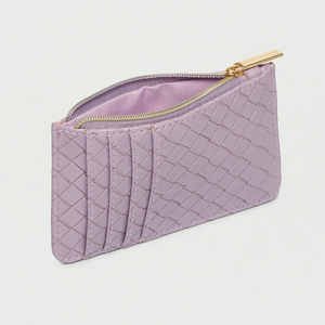 Card Holder Purse Lilac Purple Weave Faux Leather Estella Bartlett