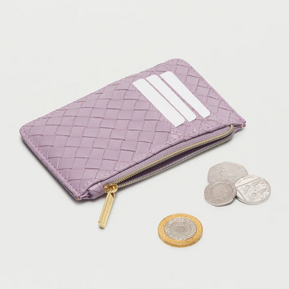 Card Holder Purse Lilac Purple Weave Faux Leather Estella Bartlett