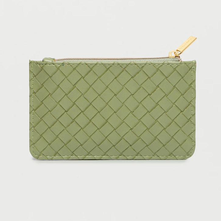 Card Holder Purse Mint Green Weave Faux Leather Estella Bartlett