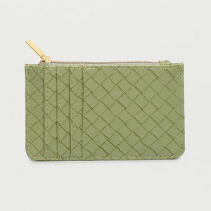 Card Holder Purse Mint Green Weave Faux Leather Estella Bartlett