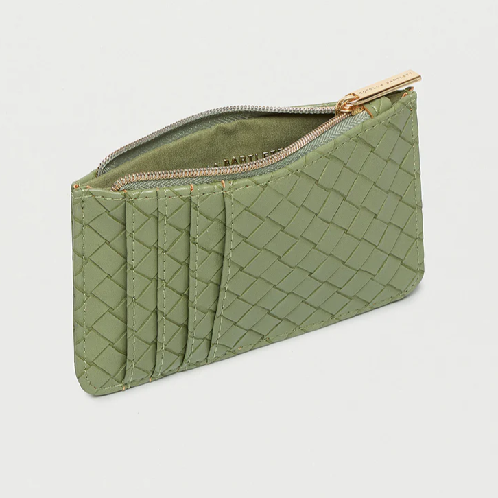 Card Holder Purse Mint Green Weave Faux Leather Estella Bartlett