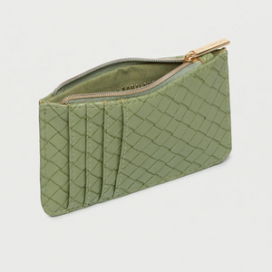 Card Holder Purse Mint Green Weave Faux Leather Estella Bartlett