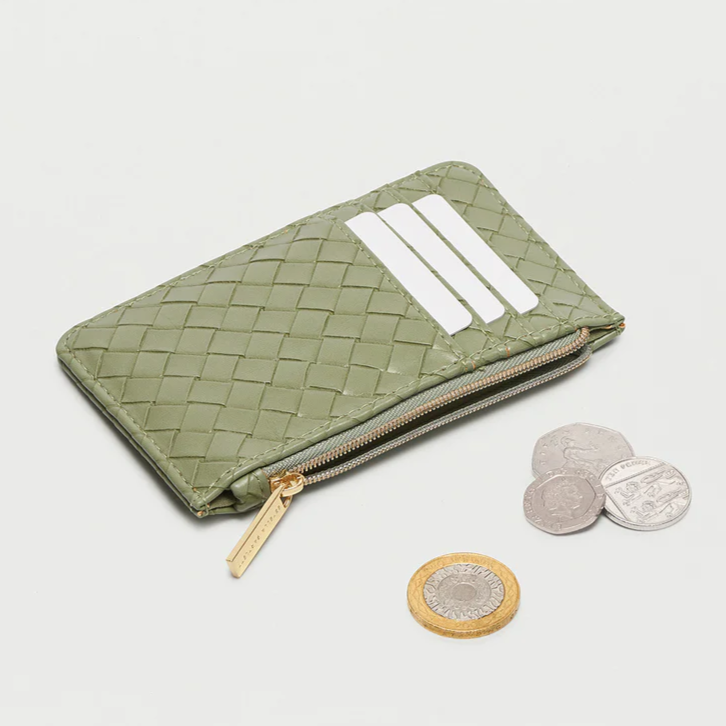 Card Holder Purse Mint Green Weave Faux Leather Estella Bartlett