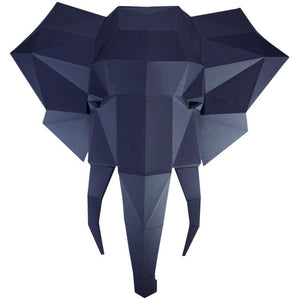 Wall Art DIY Papercraft Elephant in 3D Paper Puzzle Design in Blue