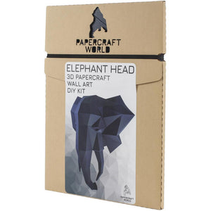 Wall Art DIY Papercraft Elephant in 3D Paper Puzzle Design in Blue