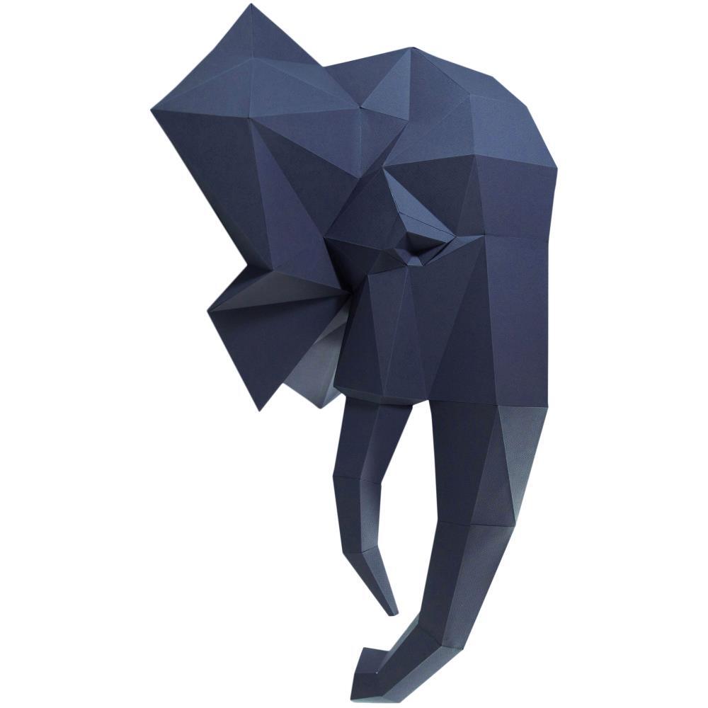 Wall Art DIY Papercraft Elephant in 3D Paper Puzzle Design in Blue