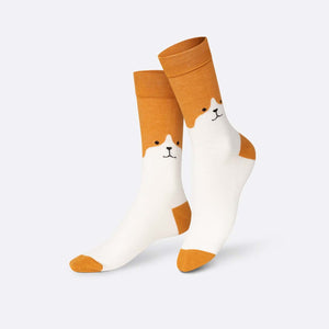 Cute Puppy Socks Brown White Unisex Eat My Socks