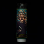 Tall votive candle with secular Saint 'Albert Einstein'