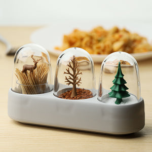 Earth Salt, Pepper, Tooth Pick Holder Eco Friendly Set Qualy Refillable