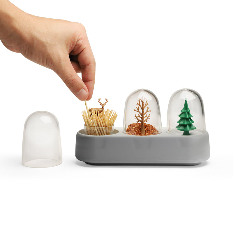 Earth Salt, Pepper, Tooth Pick Holder Eco Friendly Set Qualy Refillable