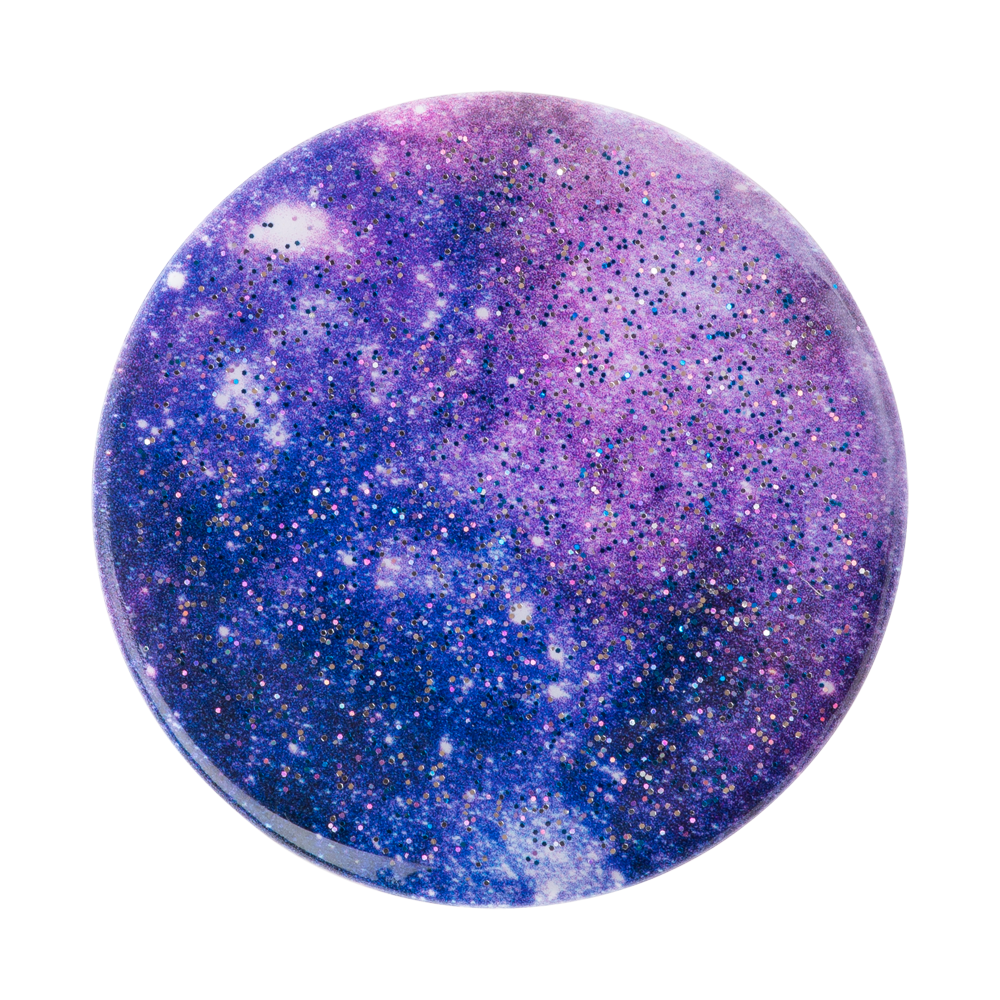 Mobile accessory expanding hand-grip and stand Popsocket in glitter space nebula