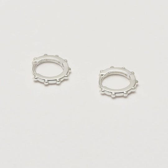 Earrings Granulated Huggie Silver Plated