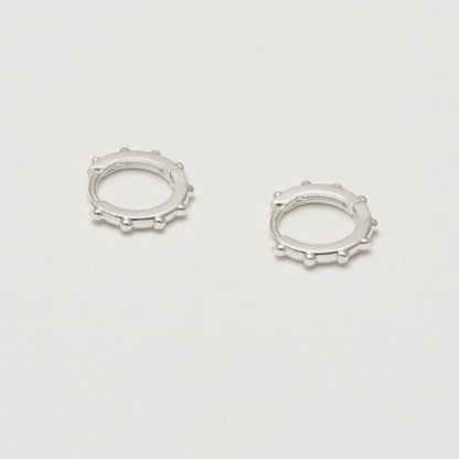 Earrings Granulated Huggie Silver Plated