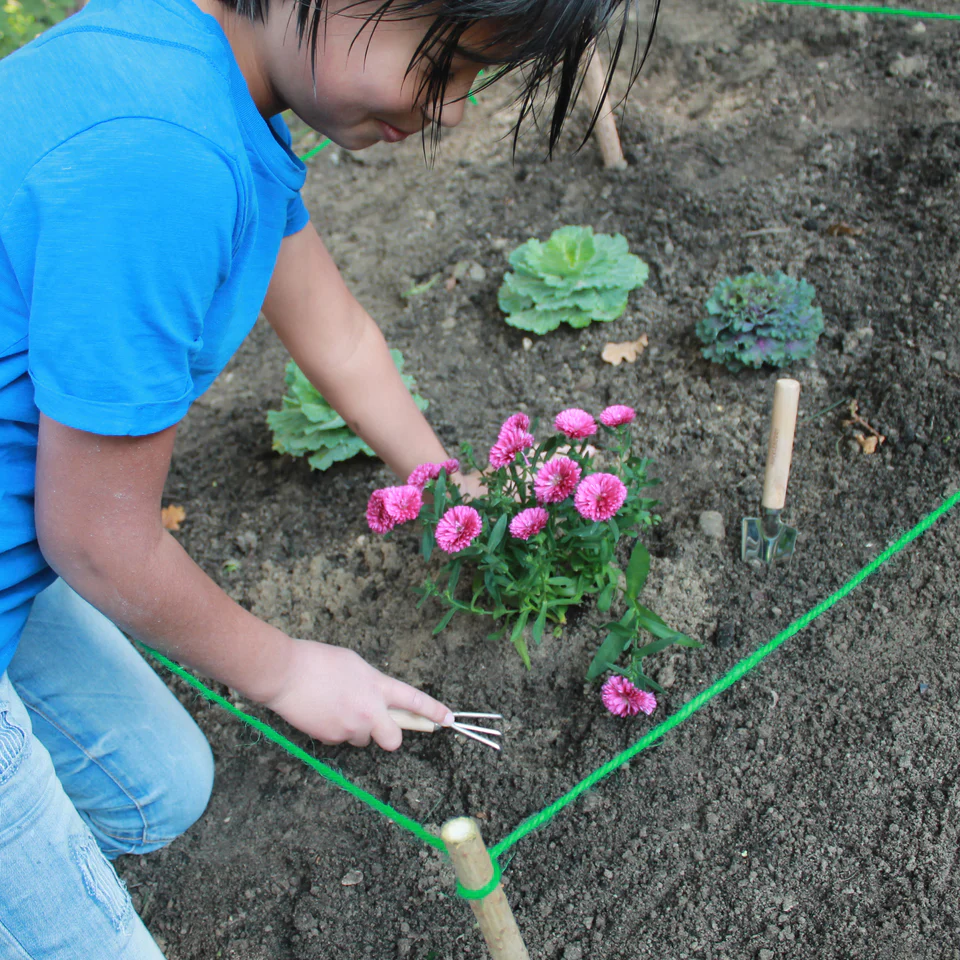 Kids Gardening Kit with Beechwood Shovel, Rope & Rake HuckleBerry My Garden