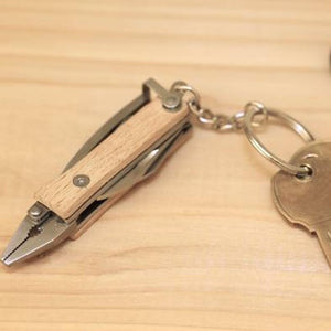 Mini Plier Tool Keyring in Wood and Steel