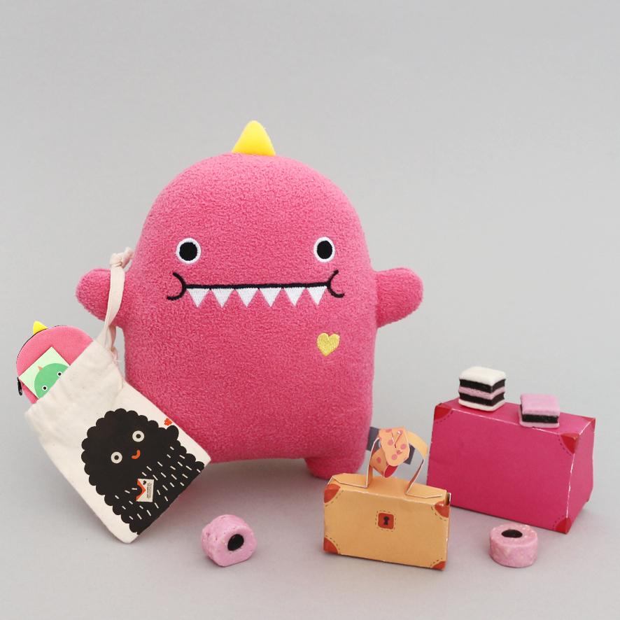 Dinosaur plush soft toy for children 'Ricedino' in pink