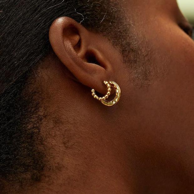 Hoop Earrings Gold Plated Hammered Textured Estella Bartlett