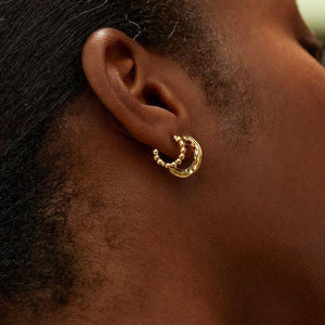 
            
                Load image into Gallery viewer, Hoop Earrings Gold Plated Hammered Textured Estella Bartlett
            
        