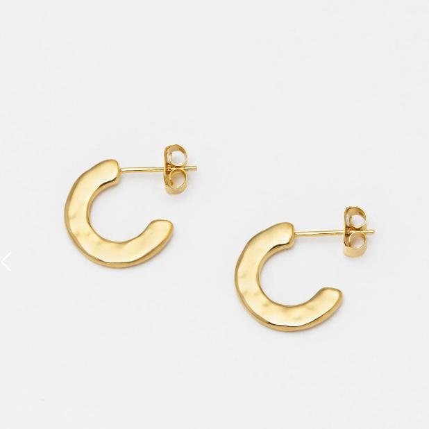 Hoop Earrings Gold Plated Hammered Textured Estella Bartlett