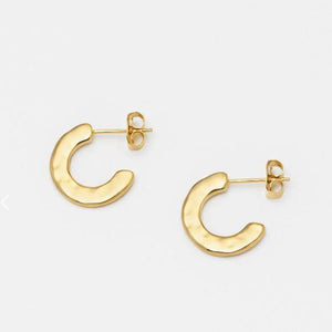
            
                Load image into Gallery viewer, Hoop Earrings Gold Plated Hammered Textured Estella Bartlett
            
        