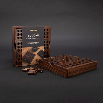 Iron and Glory Sudoku Wooden Puzzle Board Game Brown