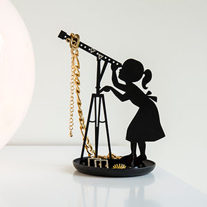 Jewellery stand with stargazer girl in black