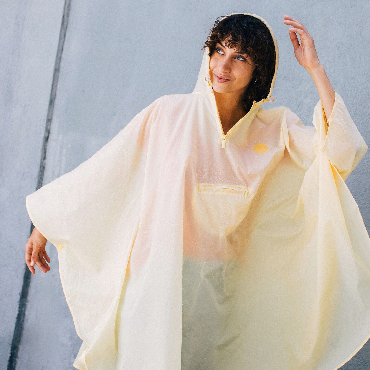 Rain Poncho Foldable Smile Yellow