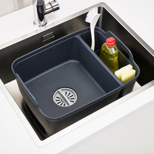 Washing Up Bowl Wash and Drain Basin with Straining Plug in Dark Grey