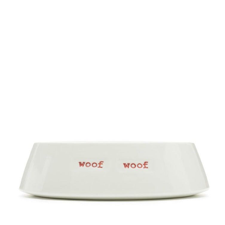 Porcelain Dog Bowl 'Woof Woof' Keith Brymer Jones White