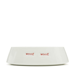 Porcelain Dog Bowl 'Woof Woof' Keith Brymer Jones White