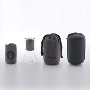 Tea Brewing Set One Cup Glass Science Flask Style Kit with Carry Case