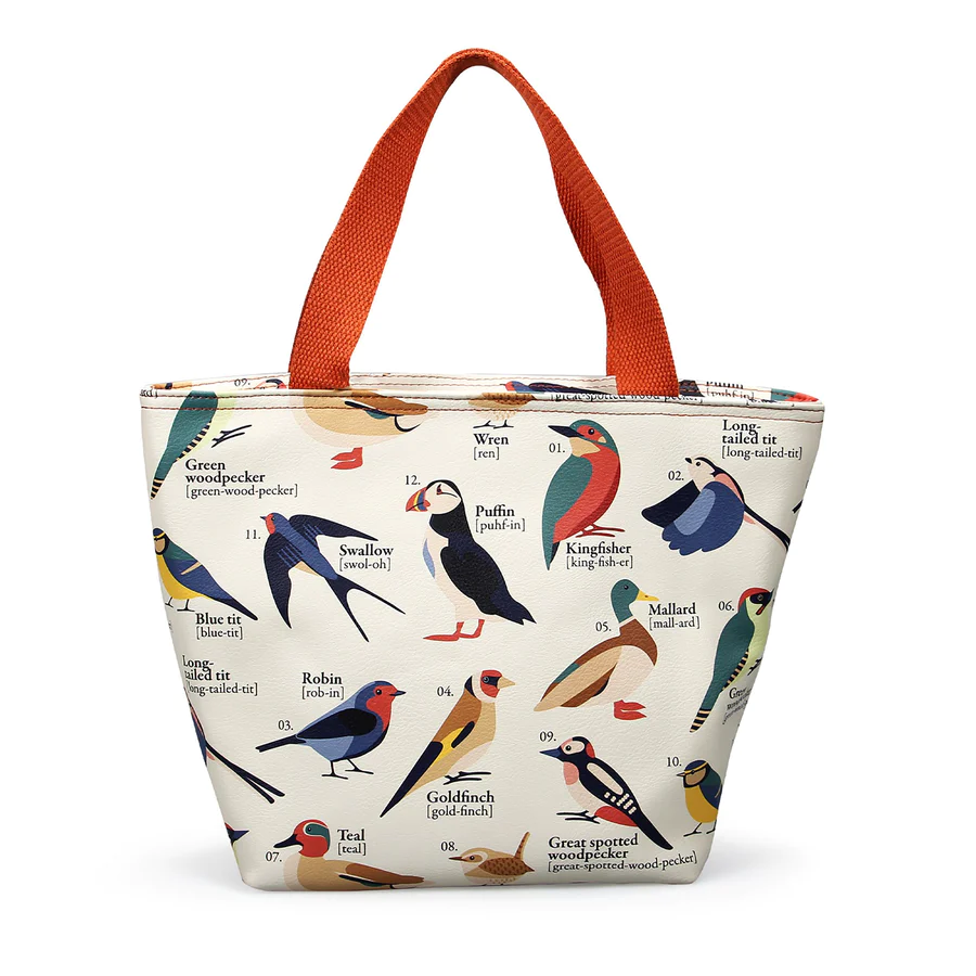 
            
                Load image into Gallery viewer, Lunch Bag RSPB Bird Watcher Orange White
            
        