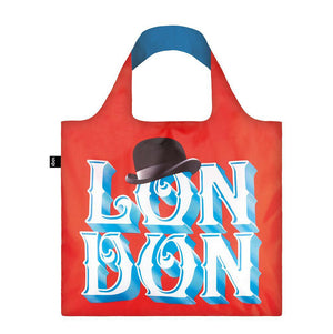 Foldable Tote bag with London typographic artwork by Alex Trochut in red