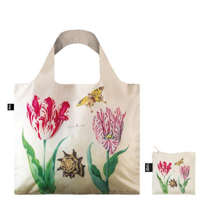 Foldable Tote bag with 'Two Tulips' artwork by Jacob Marrell in cream