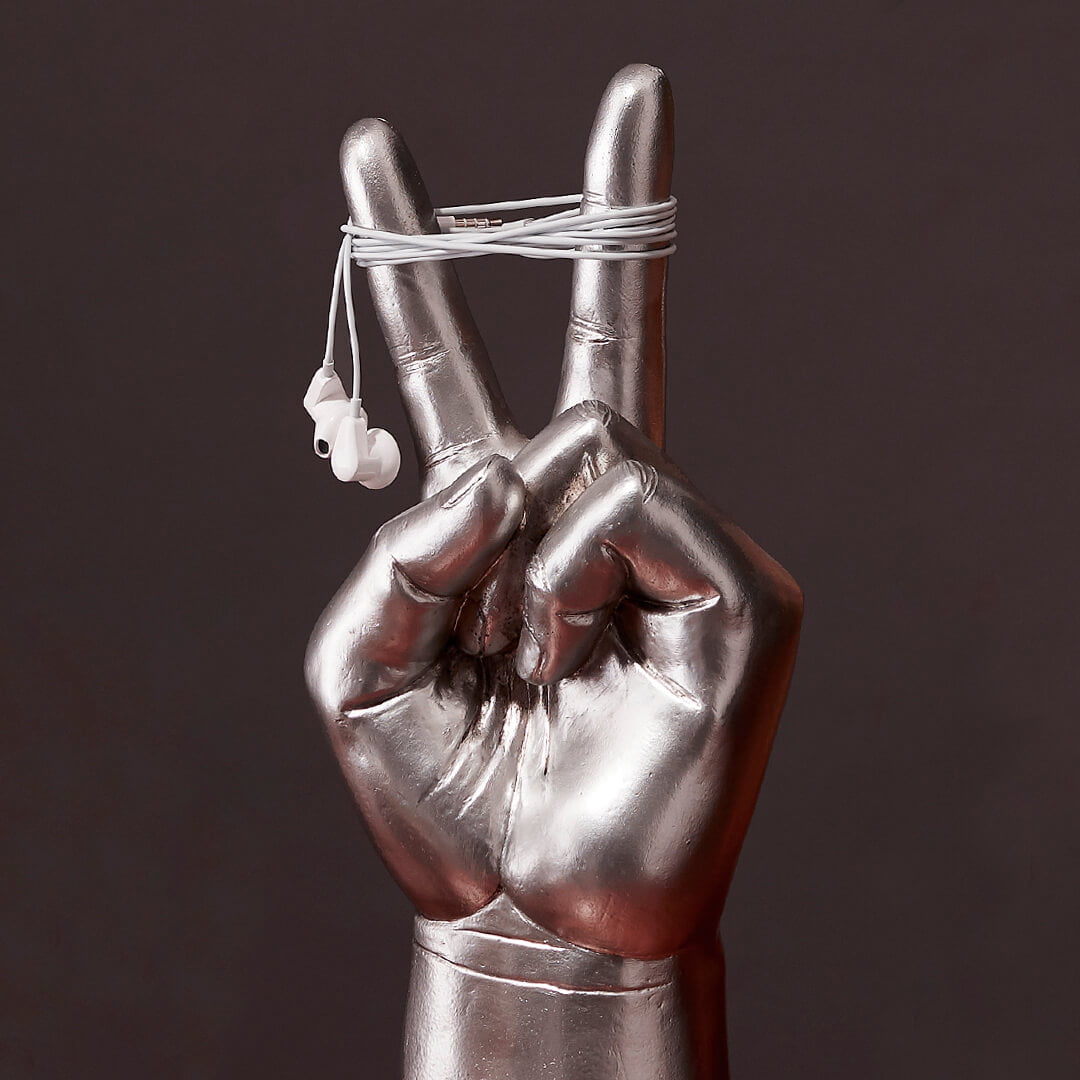 Peace Out Headphone Holder Stand Silver