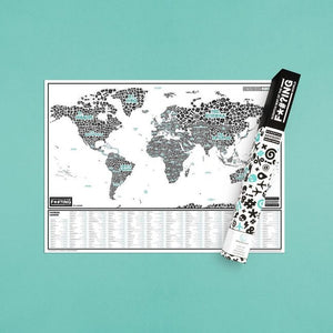 Swearing Scratch Map of the F***ing World White Black Silver Blue