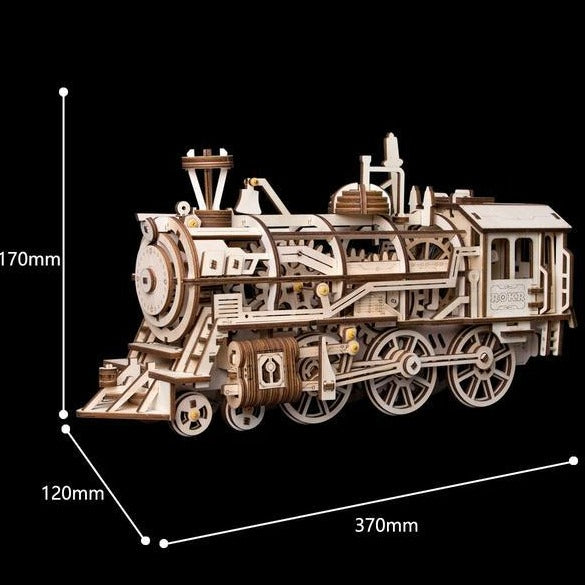 3D Puzzle Mechanical Wooden Train Kit Locomotive