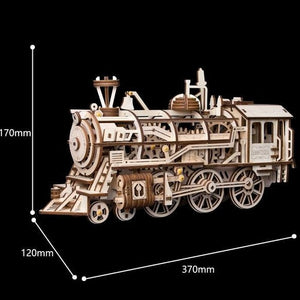 3D Puzzle Mechanical Wooden Train Kit Locomotive