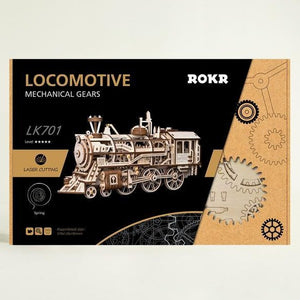 3D Puzzle Mechanical Wooden Train Kit Locomotive