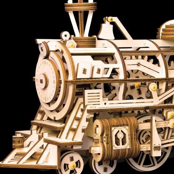 3D Puzzle Mechanical Wooden Train Kit Locomotive