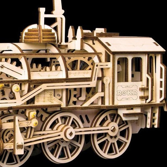3D Puzzle Mechanical Wooden Train Kit Locomotive