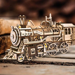 3D Puzzle Mechanical Wooden Train Kit Locomotive