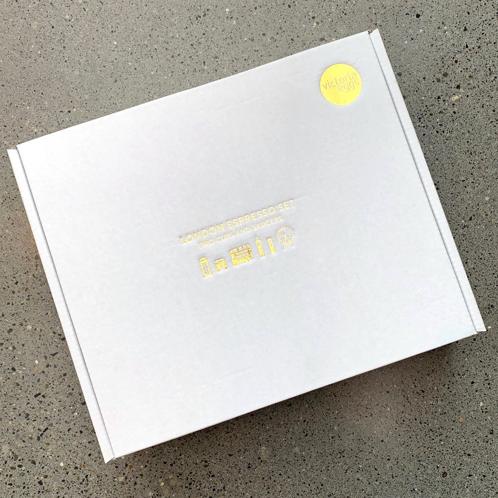 Espresso set of 2 with London Skyline souvenir gift in white